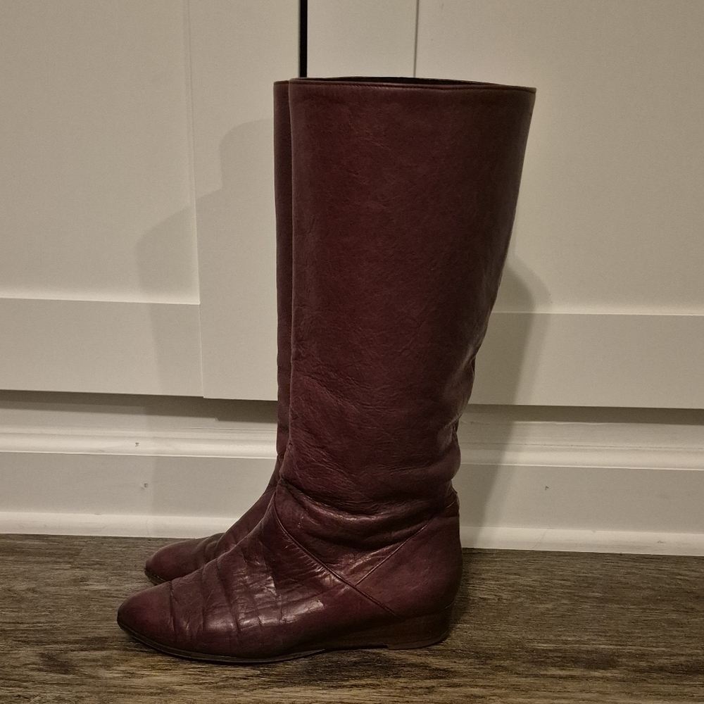 Over-the-Knee Women's Leather Boots in Deep Burgundy